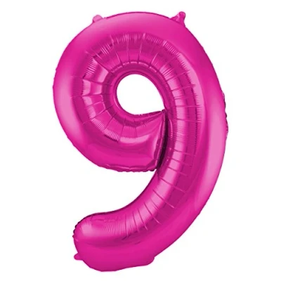 Afbeelding van Folat Folieballon Cijfer 9 Magenta 86 cm