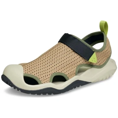 Afbeelding van Crocs Swiftwater Mesh Deck Sandal M platte sandaal voor heren, SEPIA