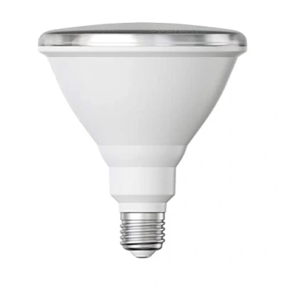 Afbeelding van ledscom.de Ledlamp E27, PAR38 korte hals, warmwit (2700 K), 15,7 W, 1152 lm, 42 graden, spiegelreflector (zilver), led leeslamp, reflector, spot light, schijnwerper, halogeenlamp