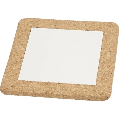 Afbeelding van Creotime Onderzetter 15,5 X Cm Porselein/kurk Wit 10 Stuks