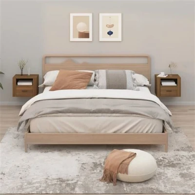 Afbeelding van Nachtkastjes 2 st wandgemonteerd 50x36x40 cm bruineikenkleurig