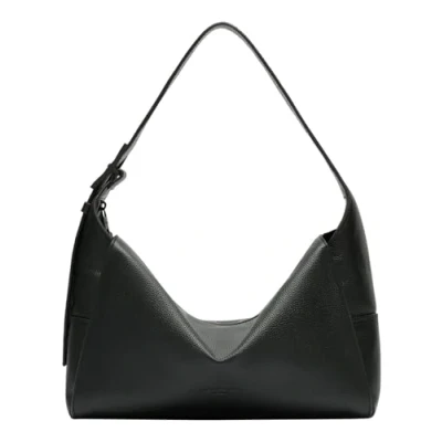 Afbeelding van LIEBESKIND BERLIN Leren Schoudertas Lou Small Pebble Hobo Bag Black Zwart
