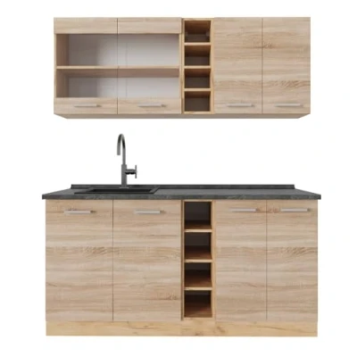 Afbeelding van Vicco Eenpersoonskeuken R Line, Sonoma/Goudkraft eik, 160 cm , WB Antraciet