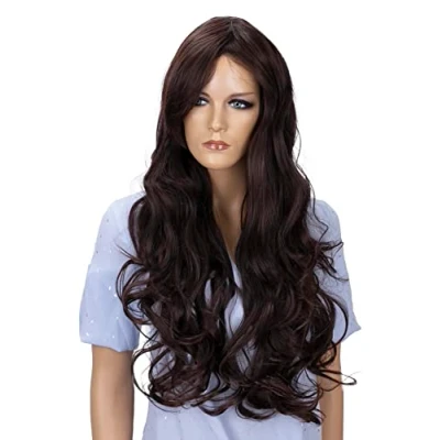 Afbeelding van PRETTYSHOP Pruik Volumineus lang haar Cosplay Theatershow Golvend Donkerbruin FP712a