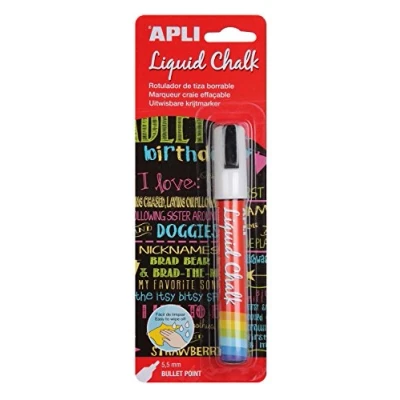 Afbeelding van Apli 13954 Vloeibare krijtmarkers, afwasbaar, 5,5 mm, wit