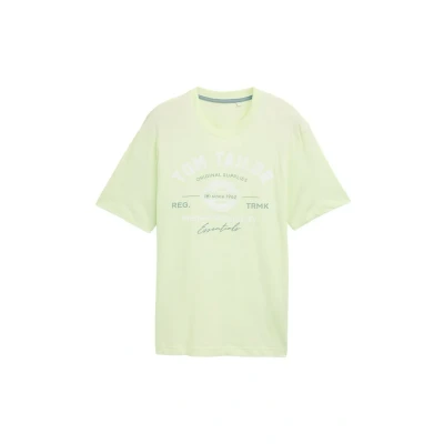 Afbeelding van TOM Tailor LOGO Tshirt print, Heren, Maat: Small, Lime cream green