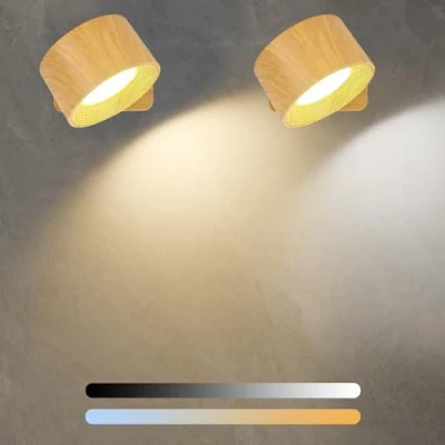 Afbeelding van Diealles Shine Set van 2 led wandlampen voor binnen, aanraakbaar, oplaadbaar met 3 helderheidsniveaus en kleuren, 360 graden draaibare batterij, slaapkamer, keuken, woonkamer (kleur