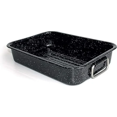 Image de Beka 14721324 Kitchen Roc Plat à four rectangulaire en émail Noir 32 cm