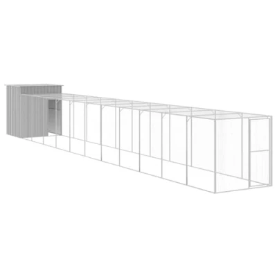 Afbeelding van vidaXL Kippenhok met ren 165x1271x181 cm staal lichtgrijs