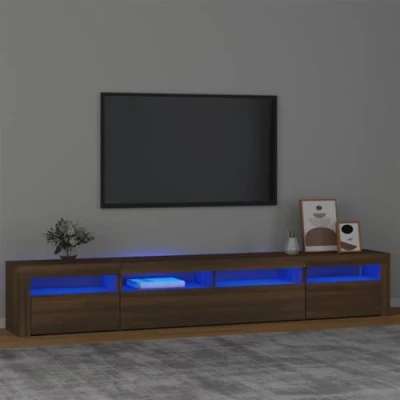 Afbeelding van vidaXL Tv meubel met LED verlichting 240x35x40 cm bruin eikenkleur