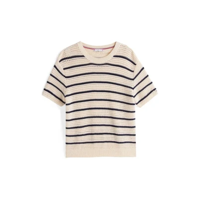 Afbeelding van Tommy Hilfiger dames Grofgebreide trui in biologische katoenblend de kleur Donkerblauw, maat: XS