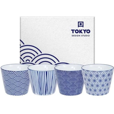 Afbeelding van Tokyo Design Studio Nippon Blue Kopje 18 Cl Set Van 4 Blauw