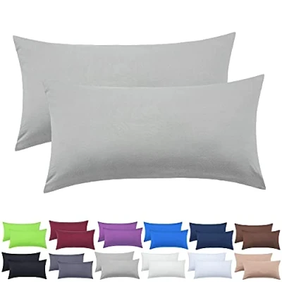 Afbeelding van NatureMark Jersey kussenhoezen in vele maten en kleuren, voor zijkussen of nekkussen, 40 x 80 cm, zilvergrijs, set van 2