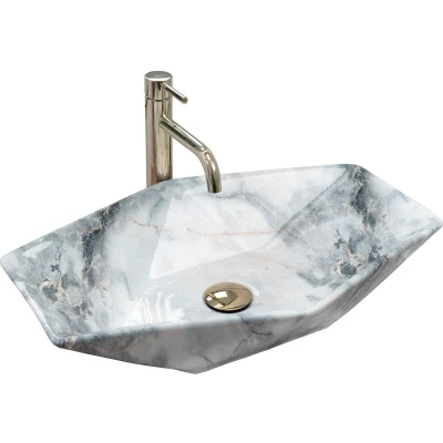 Afbeelding van REA Vegas Opzetwastafel Waskom 57 x 37 12 cm Graniet Glans