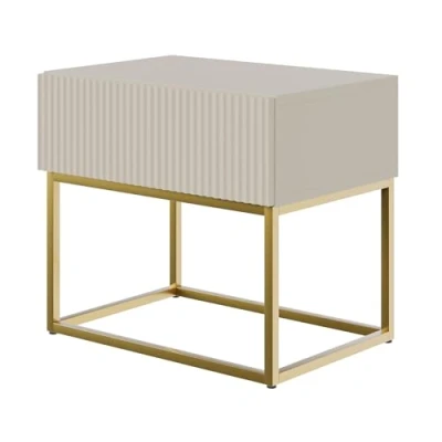 Afbeelding van Selsey Veldio Nachtkastje 50 cm Grijs beige met gouden poten