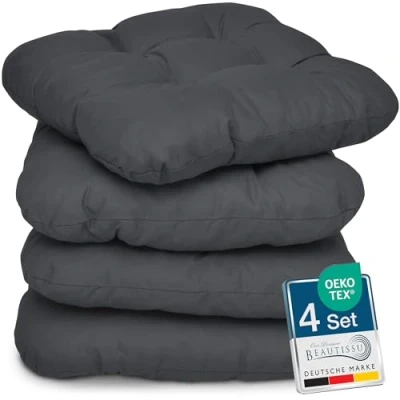 Afbeelding van Beautissu Lisa Set van 4 Zitkussen 40x40 cm Stoelkussens Eetkamer 8cm Vulling Groen