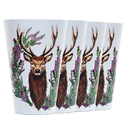 Afbeelding van Set Picknick/Camping Bekers RPET Wild Stag Hert 4 stuks 450ml 13x9cm