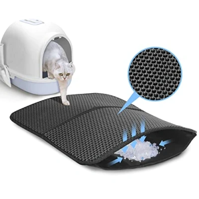 Afbeelding van Nobleza UGJ Kattenbakmat Kattenmat Met Filter Kattenbak Accessoires Grit Opvanger 3 lagen 60x45 cm Opvouwbaar Zwart