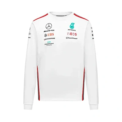 Afbeelding van Mercedes Longsleeve Teamline T shirt wit 2023 L Lewis Hamilton George Russel Formule 1