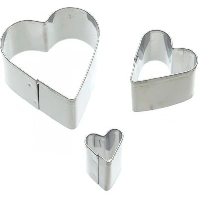 Afbeelding van KitchenCraft Sweetly Does It 3 stuks hartvormige uitsteekvormen van roestvrij staal