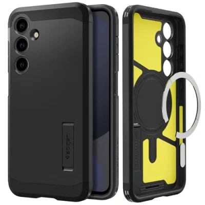 Image de Spigen Tough Armor Coque de protection pour téléphone portable MagFit polycarbonate, polyuréthanne thermoplastique (TPU) noir Samsung Galaxy S24 FE