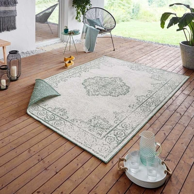 Afbeelding van Vintage Buitenvloerkleed Cebu Groen/crème 240x340 Cm