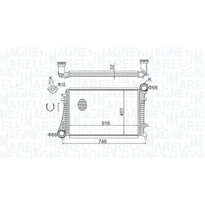 Afbeelding van MAGNETI MARELLI 351319204240 Intercooler VOLKSWAGEN: Golf 5, Plus / Crossgolf, Caddy 3, AUDI: A3 Hatchback, Sportback, SEAT: Altea