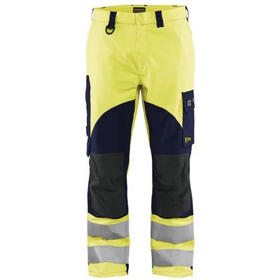 Image de Pantalon multinormes inhérent jaune fluo/marine avec poche pour badge