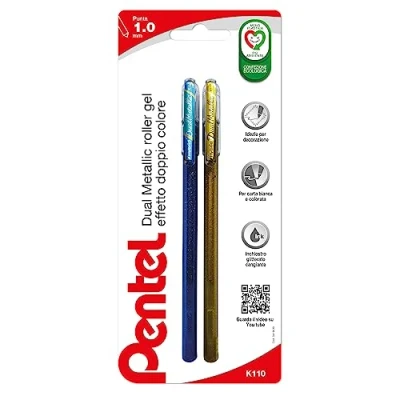 Afbeelding van Pentel K110 Hybrid Dual metallic 1 stuk blauw + groen / goud
