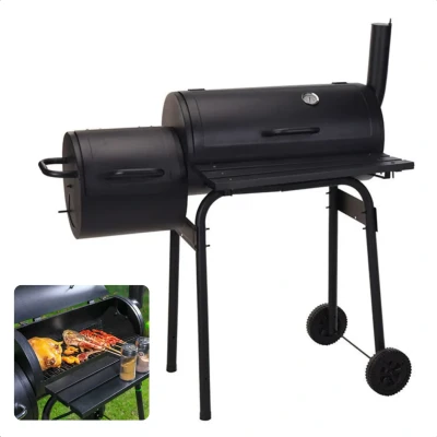 Afbeelding van Cheqo® Houtskoolbarbecue Barbecue Smoker Houtskool Rookoven Verrijdbare BBQ Gegalvaniseerd Staal Thermometer