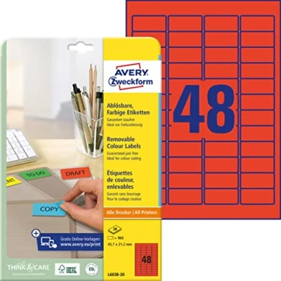 Afbeelding van Avery Mini etiketten rood etiket