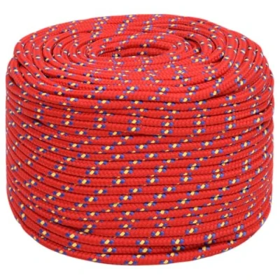 Afbeelding van vidaXL Ankertouw bootlijn scheepskoord UV bestendig 10 mm spoel 100 m polypropyleen touw rood