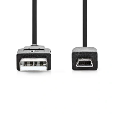 Afbeelding van Nedis USB Kabel 2.0 A Male Mini B 5 Pins 480 Mbps Vernikkeld 2.00 m Rond PVC Zwart Label