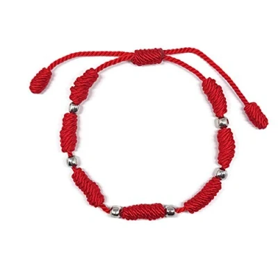 Afbeelding van MYSTIC JEWELS by Dalia Kabbalah armband met 7 knopen, Rode draad, ballen, uniseks, verstelbaar, bescherming tegen het boze oog, veel geluk, draad