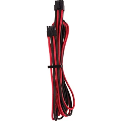 Image de CORSAIR Premium individually sleeved (Type 4, Generation 4) Câble d&#039;alimentation 8 broches EPS12V (F) verrouillé pour (4+4) 75 cm noir, rouge (pack de 2)