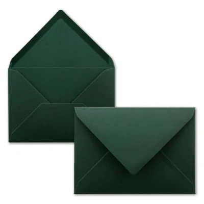 Afbeelding van FarbenFroh Enveloppen, 50 stuks, dennengroen, DIN C6, 114 x 162 mm, enveloppen met natte plakrand zonder venster voor wenskaarten en uitnodigingen, serie