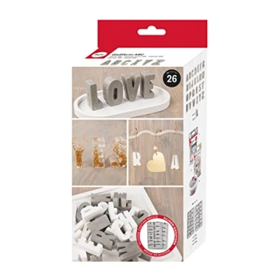 Afbeelding van Rayher ABC siliconen mal 2 stuks met 26 letters A Z, voor het gieten creatief beton, giethars, Raysin gietpoeder, 36130000
