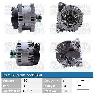 Afbeelding van MEAT &amp; DORIA 5515064 Dynamo / Alternator 14V 150A PEUGEOT: 5008 I, 508 I SW, Expert II Van, CITROËN: C5 3, Berlingo C4 Grand Picasso 2