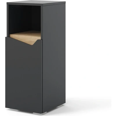 Afbeelding van Vicco Midikast Marelle, Antraciet/Antraciet, 30 x 74.5 cm met deur en open vak