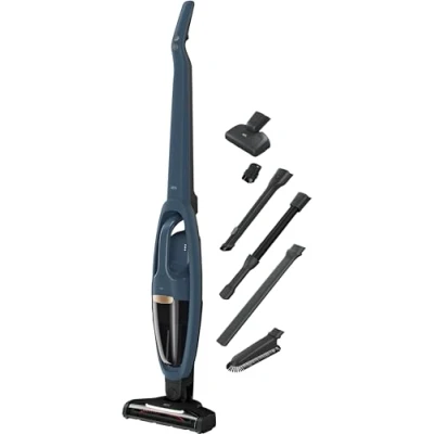 Afbeelding van AEG QX7 1 I360, draadloze stofzuiger, krachtige motor, perfect voor dierenharen, alle vloertypes, geïntegreerde kruimelopvang, accessoires inbegrepen, zakloze handstofzuiger, denim blauw