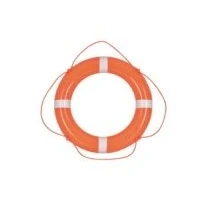 Afbeelding van Reddingsboei pvc oranje 60cm met witte strips en lijn