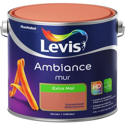 Afbeelding van Levis muurverf Ambiance mur extra mat 2.5l granaat appel