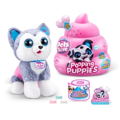Afbeelding van Pets Alive Puppy&#039;s van ZURU, Husky, echte gezelschapshond, pluche speelgoed, voedend voor ontwikkeling