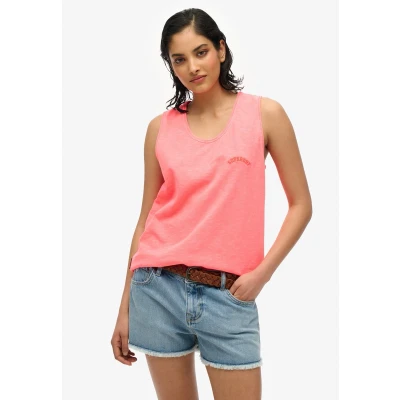 Afbeelding van Superdry Essential LOGO Garment DYE Top, Dames, Maat: 36, Fiery coral