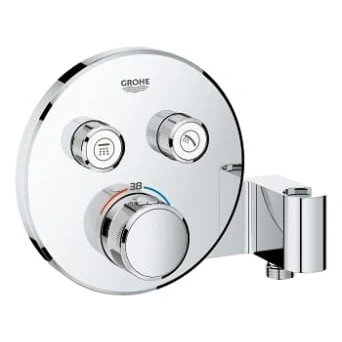 Afbeelding van Grohe Grohtherm Smartcontrol afdekset rond voor thermostaat met houder Chroom