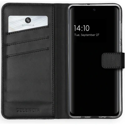 Afbeelding van Selencia Hoesje Geschikt voor Samsung Galaxy A51 Met Pasjeshouder Echt Lederen Bookcase Zwart
