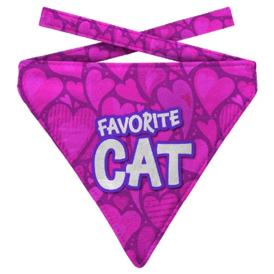 Afbeelding van Plenty Gifts Bandana Cat Favorite Cadeau 16x20x1 cm Roze Wit S