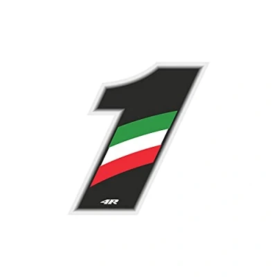Afbeelding van 4R Quattroerre.it 13161 Racenummer &quot;1&quot; sticker motorfiets zwart/driekleurig, 6,5 x 8,5 cm