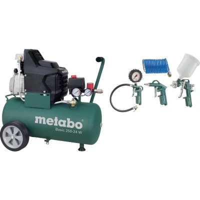 Afbeelding van Metabo Basic 250 24 W Compressor + LPZ 4 toebehorenset 1500W 8 bar 24L 95 l/min