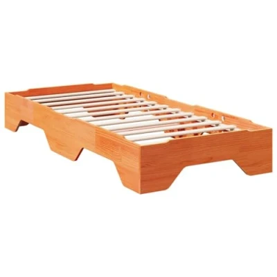 Afbeelding van vidaXL Bedframe zonder matras stapelbaar wasbruin 90x190 cm hout